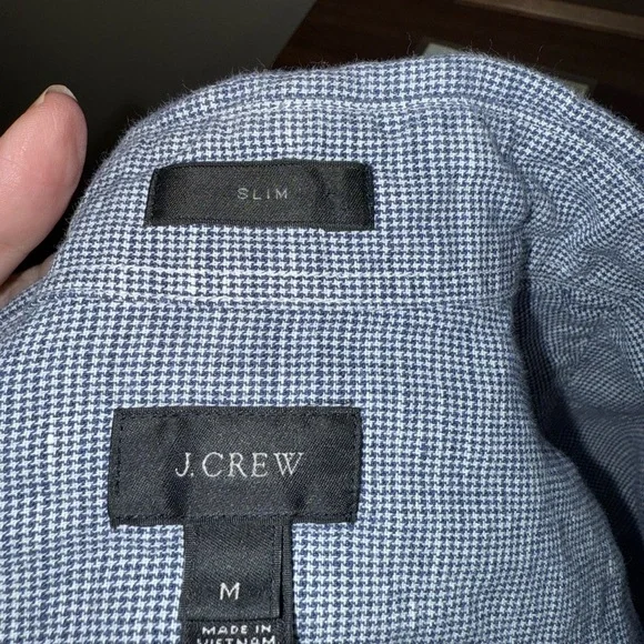 J. Crew Navy Small plaid Button Down Shirt. Medium Slim fit. Excellent Condition - Picture 8 of 9